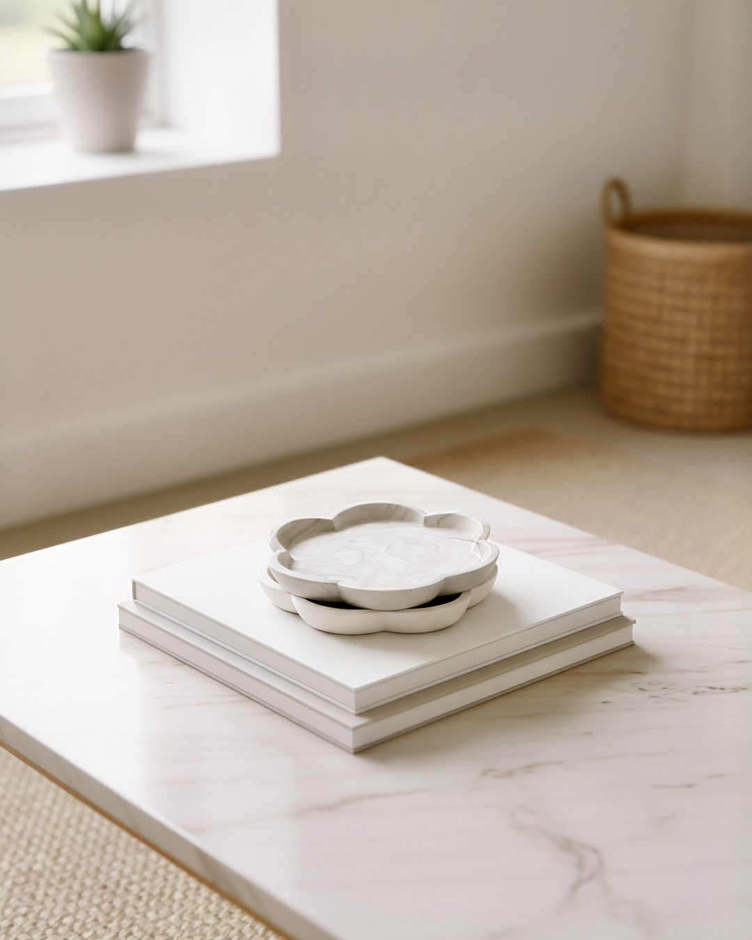 Table Coaster Marble/White (Set of 2)