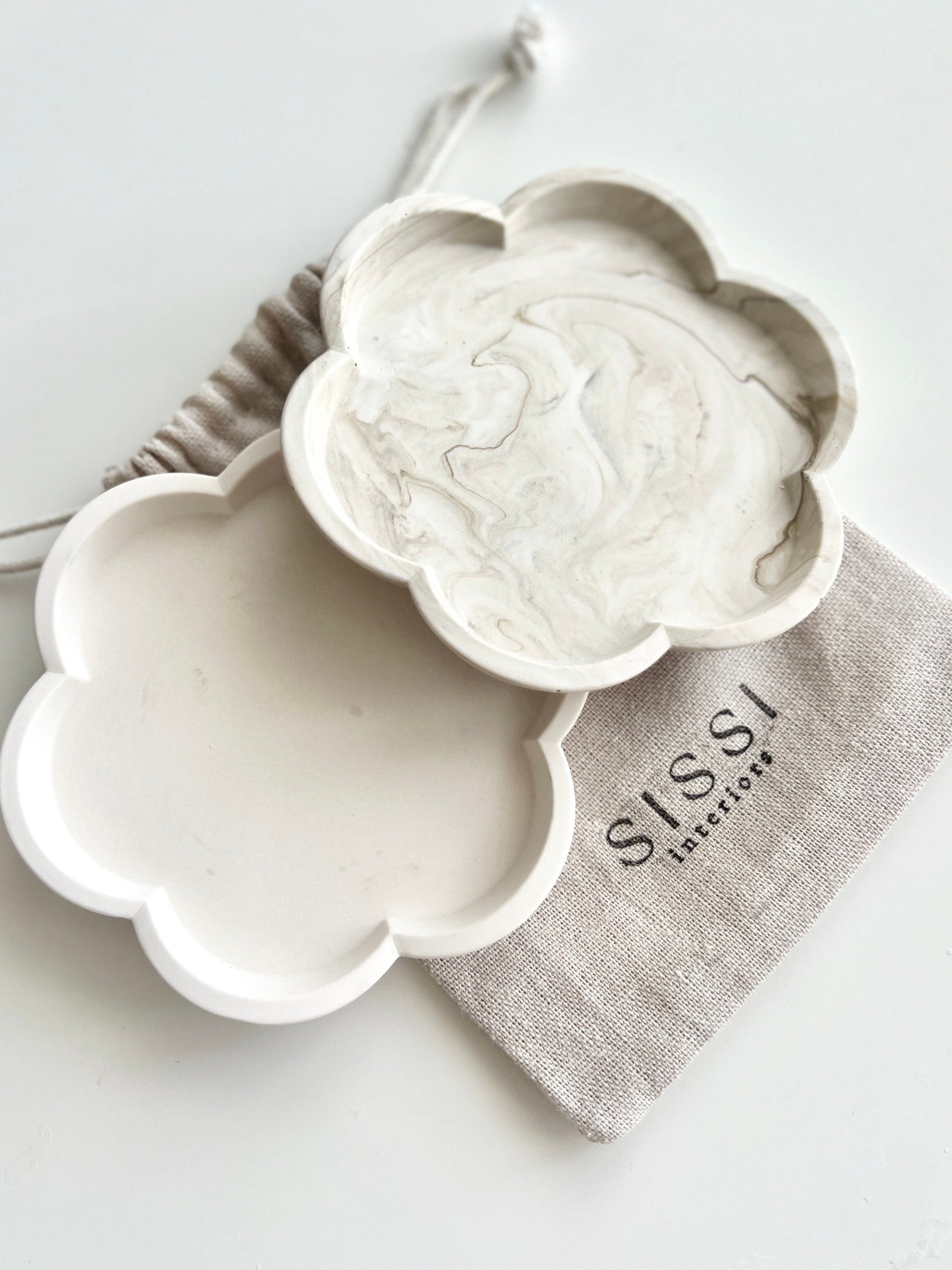 Table Coaster Marble/White (Set of 2)